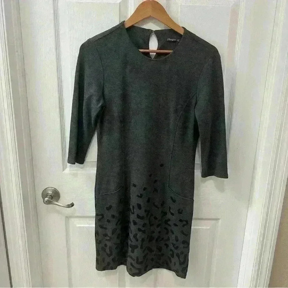 J McLaughlin Ladies Catalina Cloth Leopard Print Midi Dress Gray & Black size XS - Picture 2 of 10